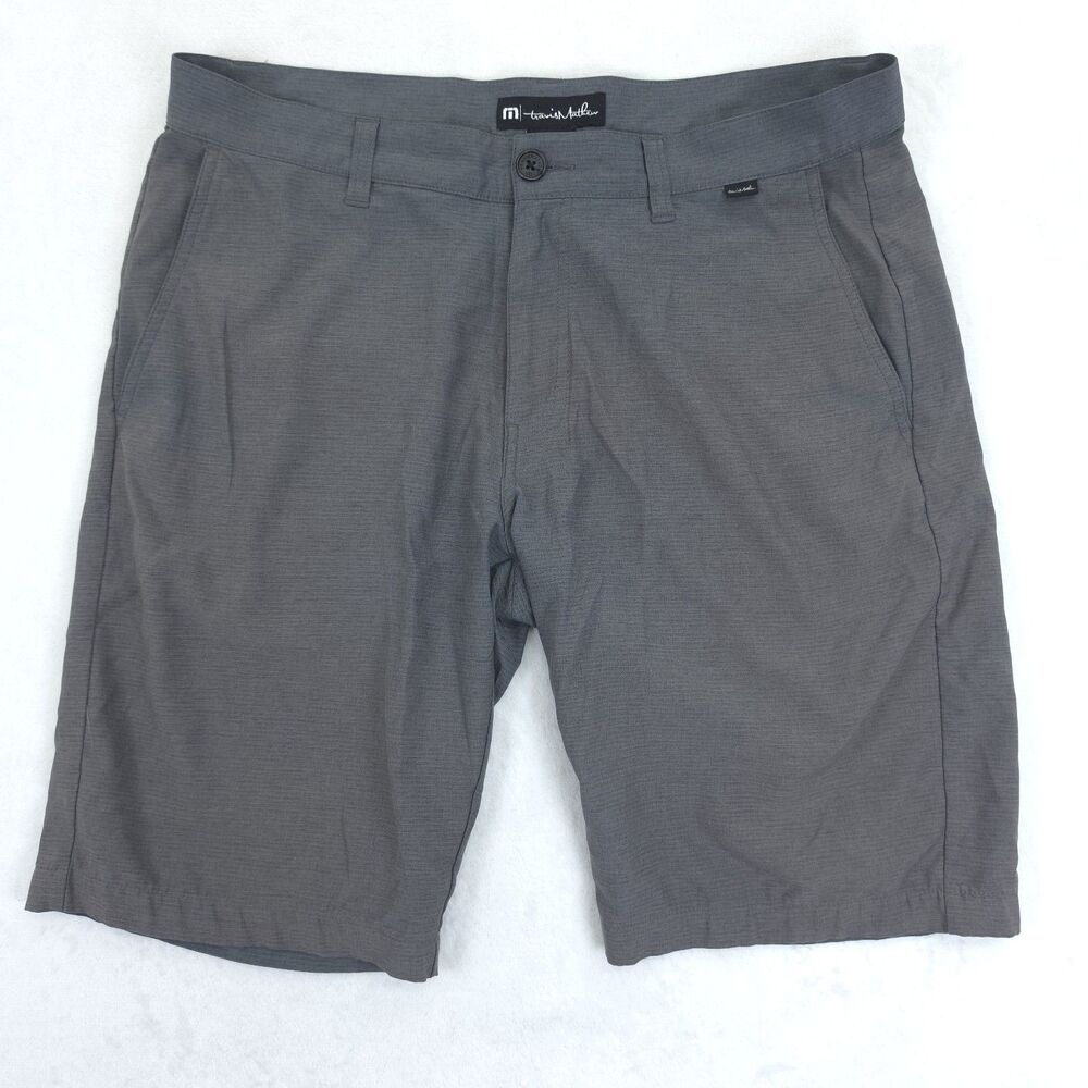Travis Mathew Performance Shorts Mens 34 Gray Golf Striped